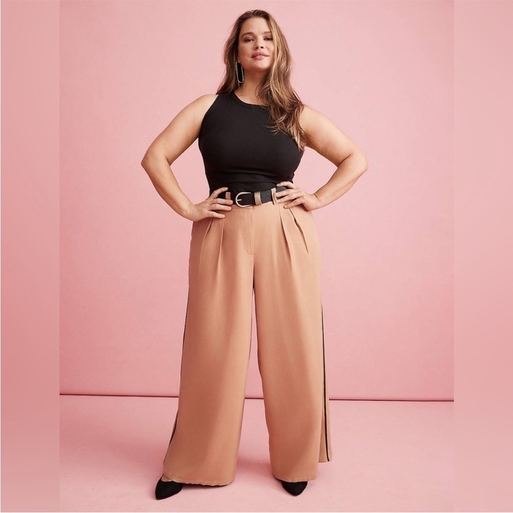NWT Lane Bryant Pleated Side Trim Wide Leg Pants